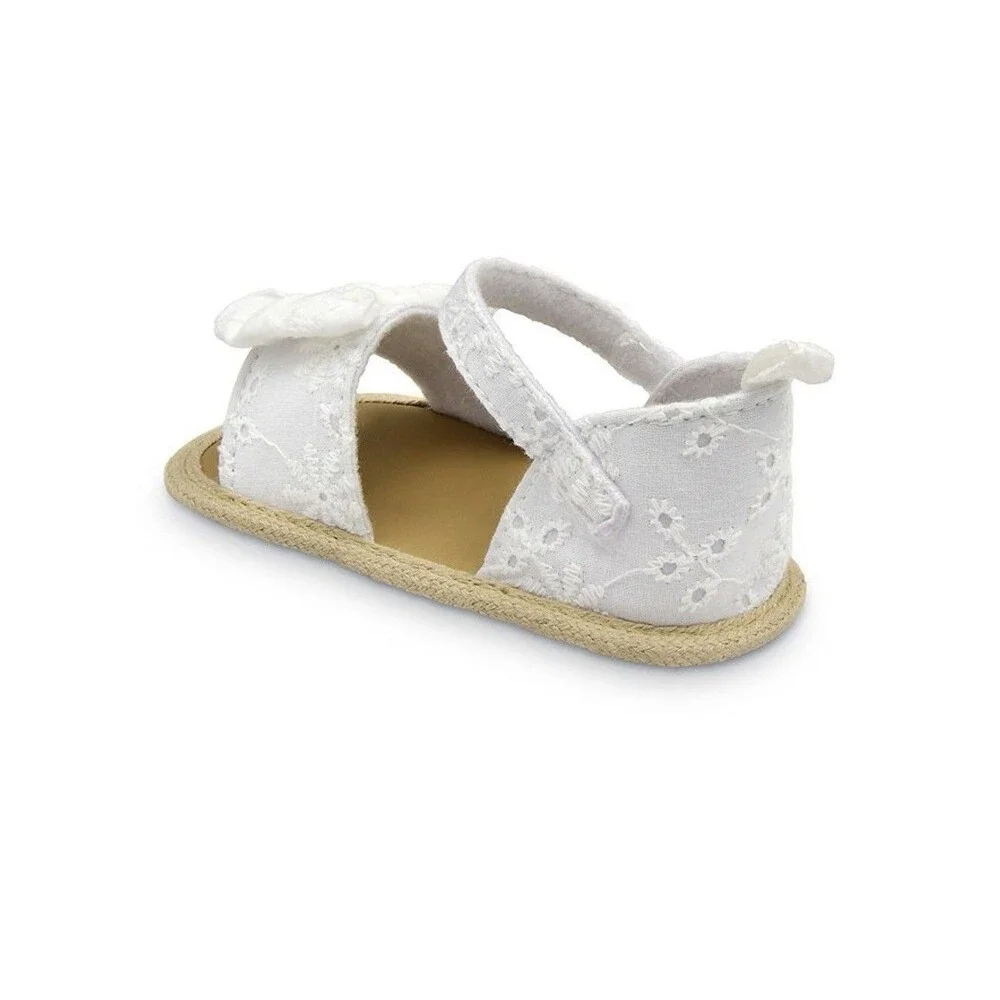 Carter's Baby Girls' White Eyelet Bow Espadrille Sandals 0-3 Months NIB